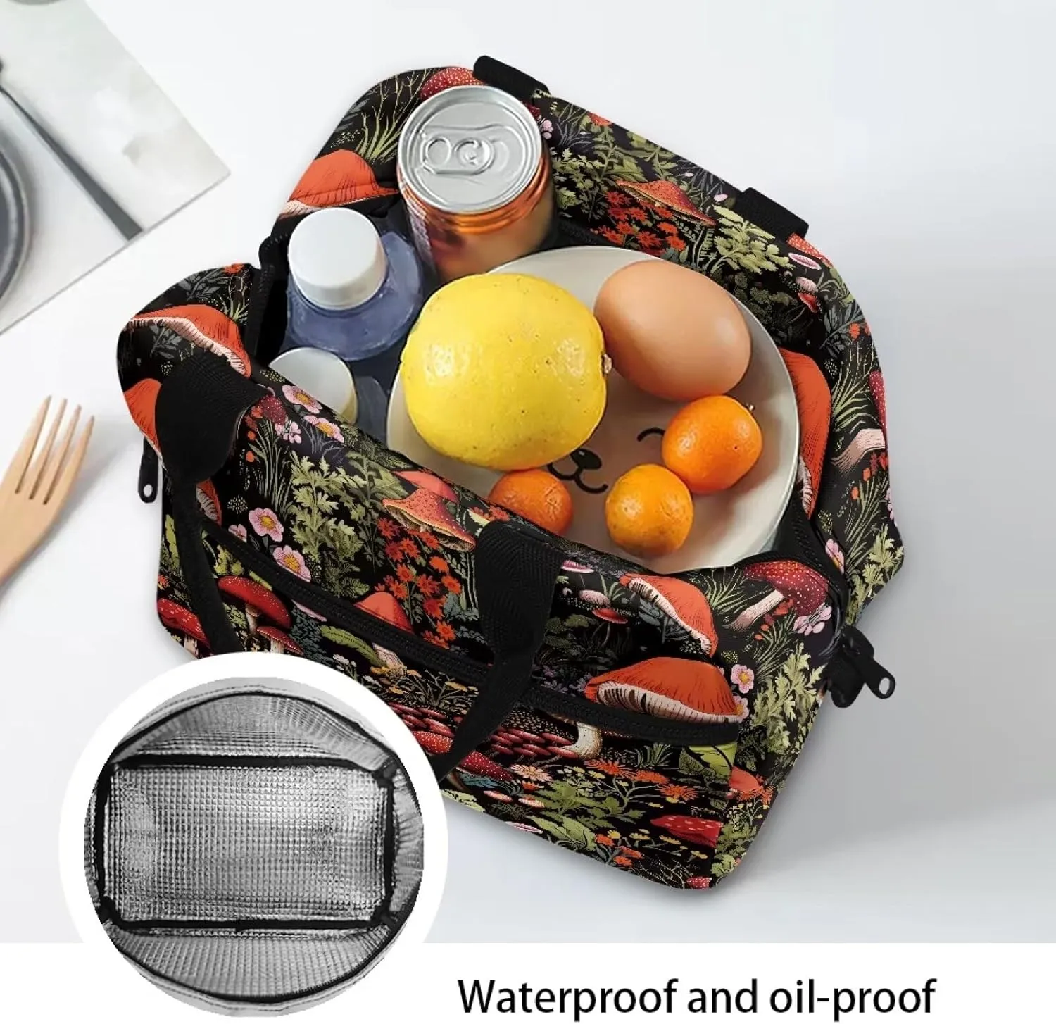Lunch Bag Lunchbox Organizer Insulated Waterproof Men Women Tote Cooler Handbag Adjustable Shoulder Strap for Office Picnic Travel Hiking