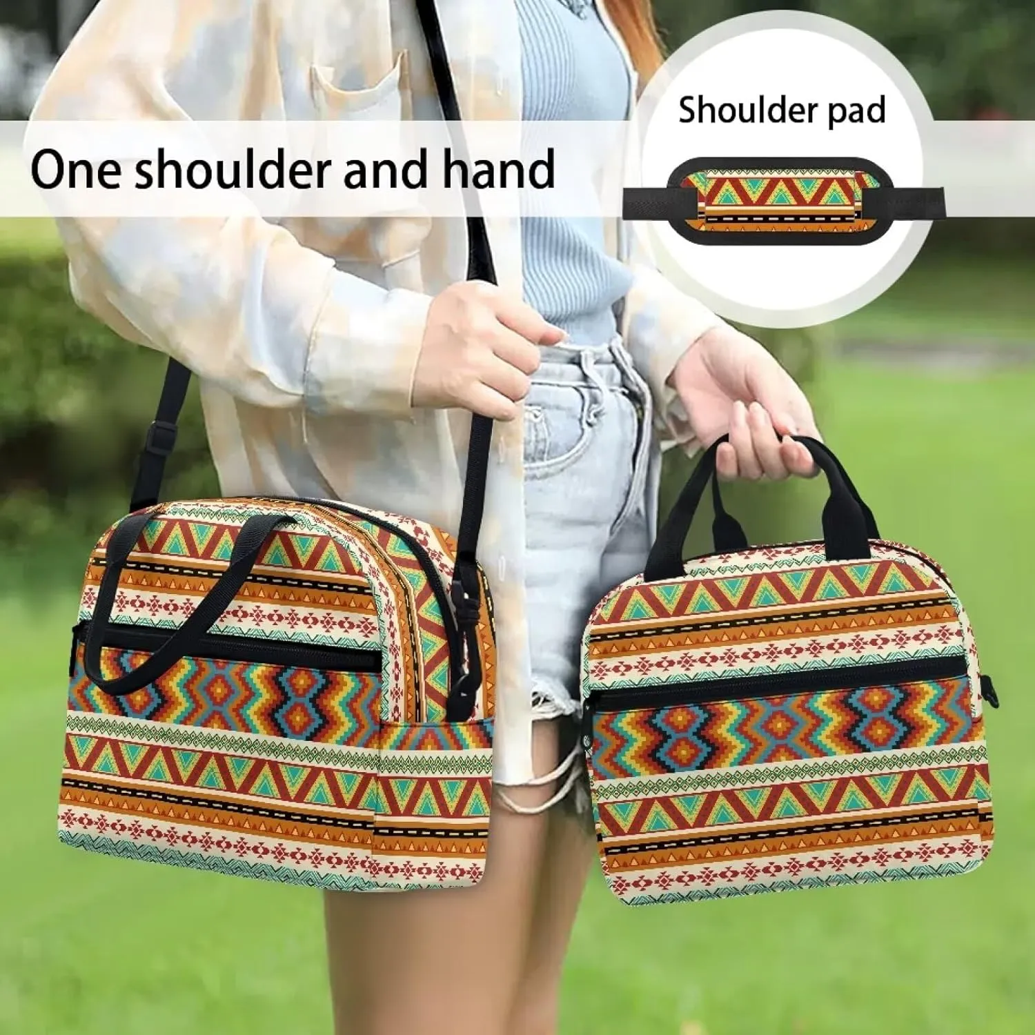 Lunch Bag Lunchbox Organizer Insulated Waterproof Men Women Tote Cooler Handbag Adjustable Shoulder Strap for Office Picnic Travel Hiking