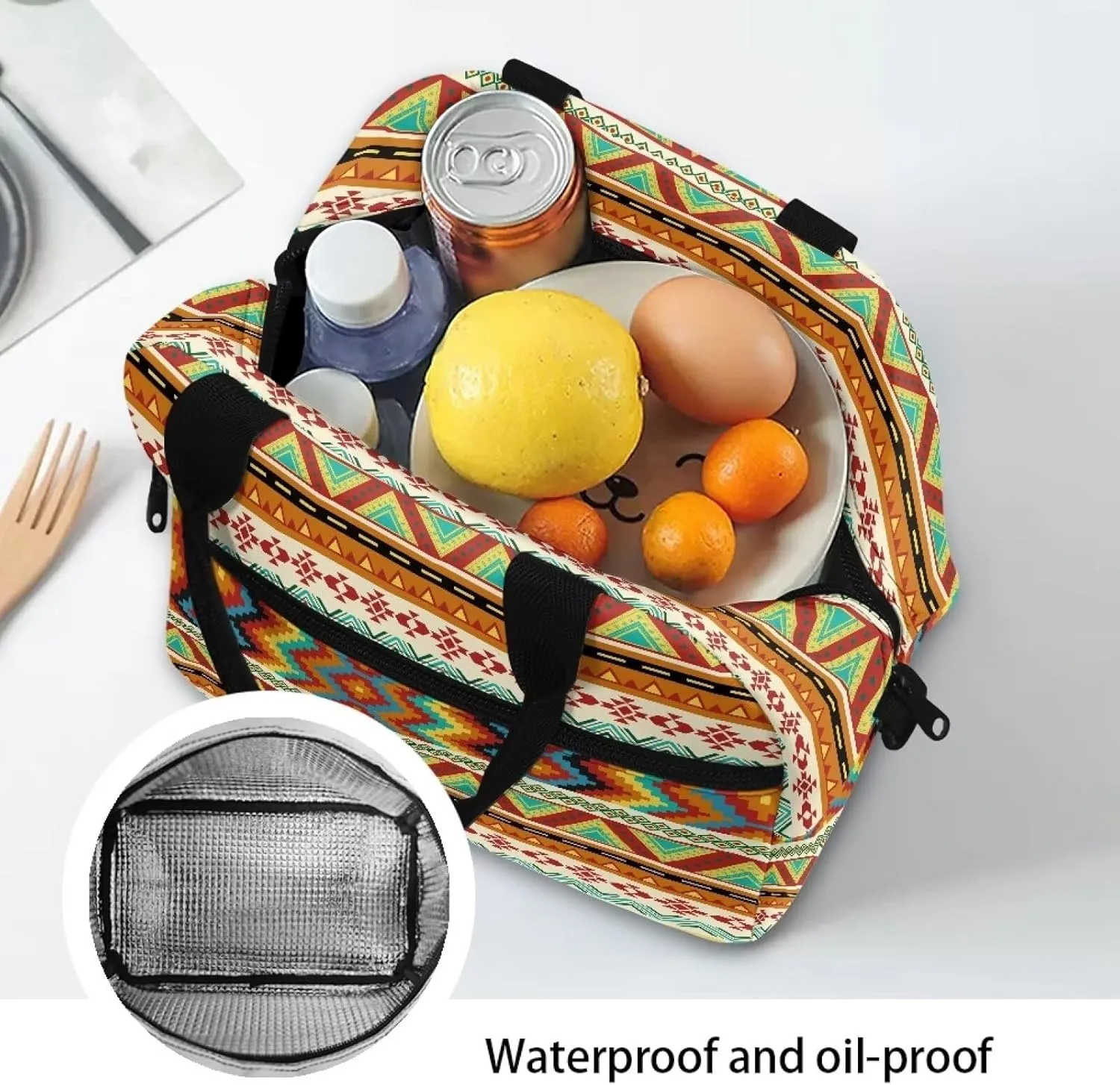 Lunch Bag Lunchbox Organizer Insulated Waterproof Men Women Tote Cooler Handbag Adjustable Shoulder Strap for Office Picnic Travel Hiking