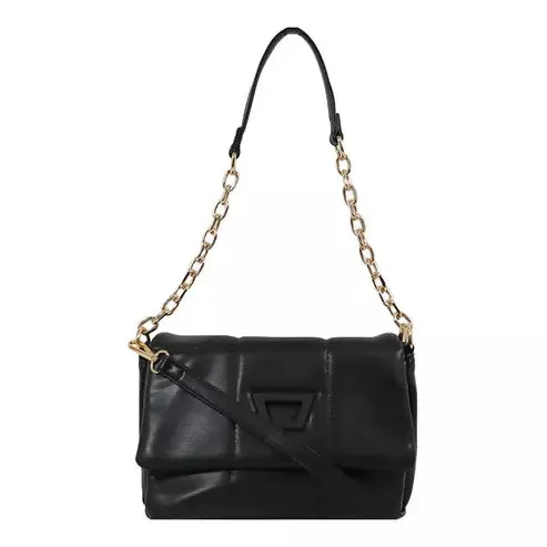 Luxe Quilted Chain Shoulder Bag (Black)