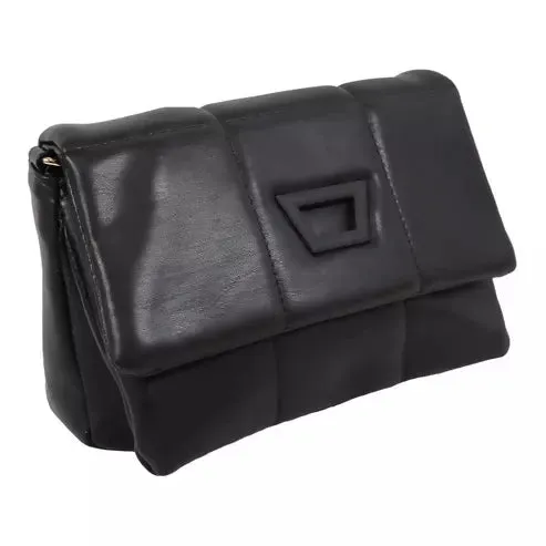 Luxe Quilted Chain Shoulder Bag (Black)