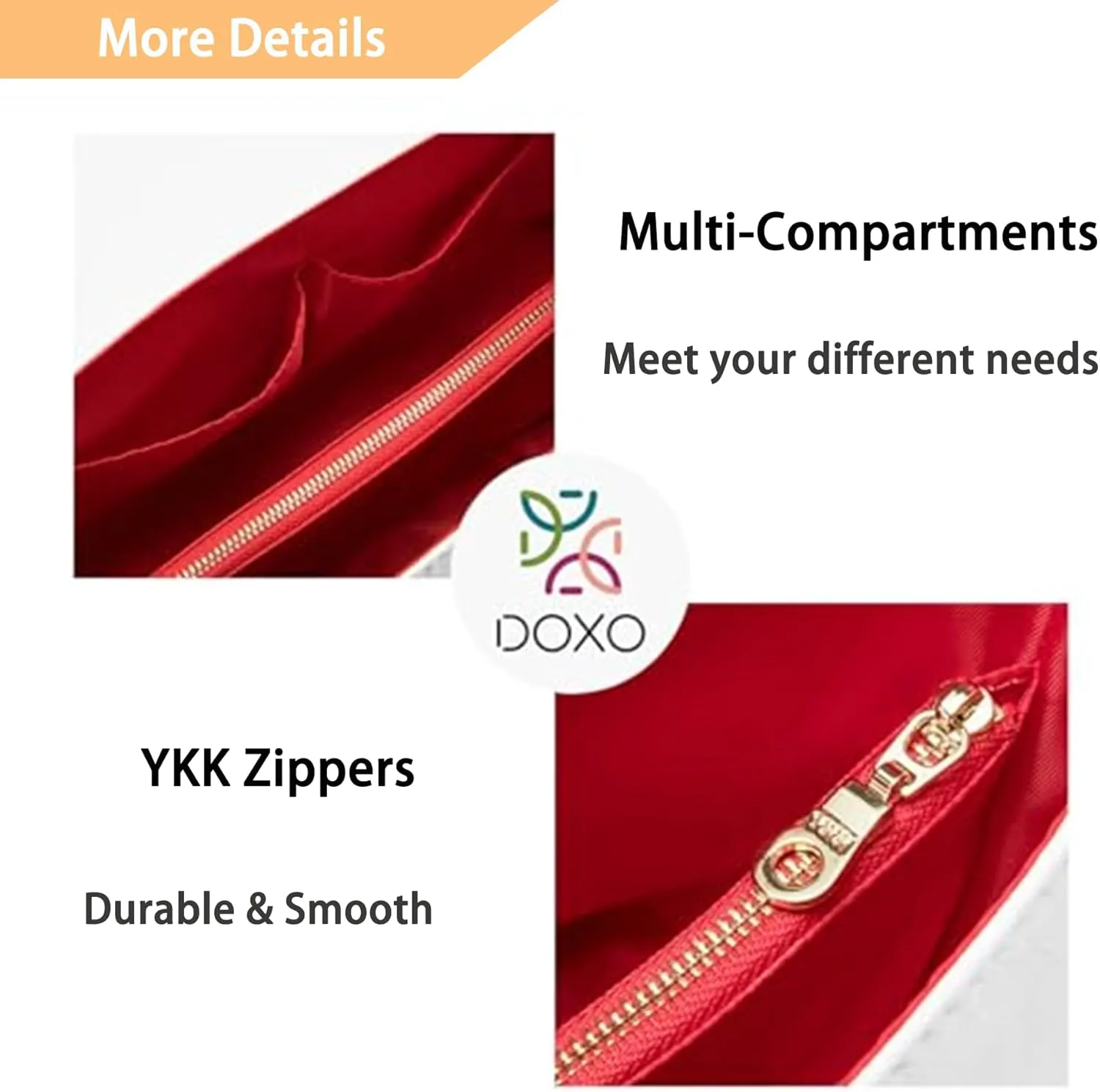 LV Neverfull PM Organizer Insert - Ultra Lightweight Bag Organizer with Zipper (Medium, White-Red) for Coach City 30 and More