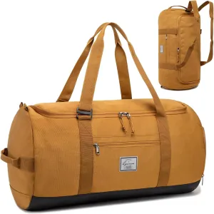 Lyweem Sports Gym Bag Men - Large 60L Travel Duffle Bag with Shoe Compartment Women, Weekender Backpack, Overnight Duffel Bag, Brown
