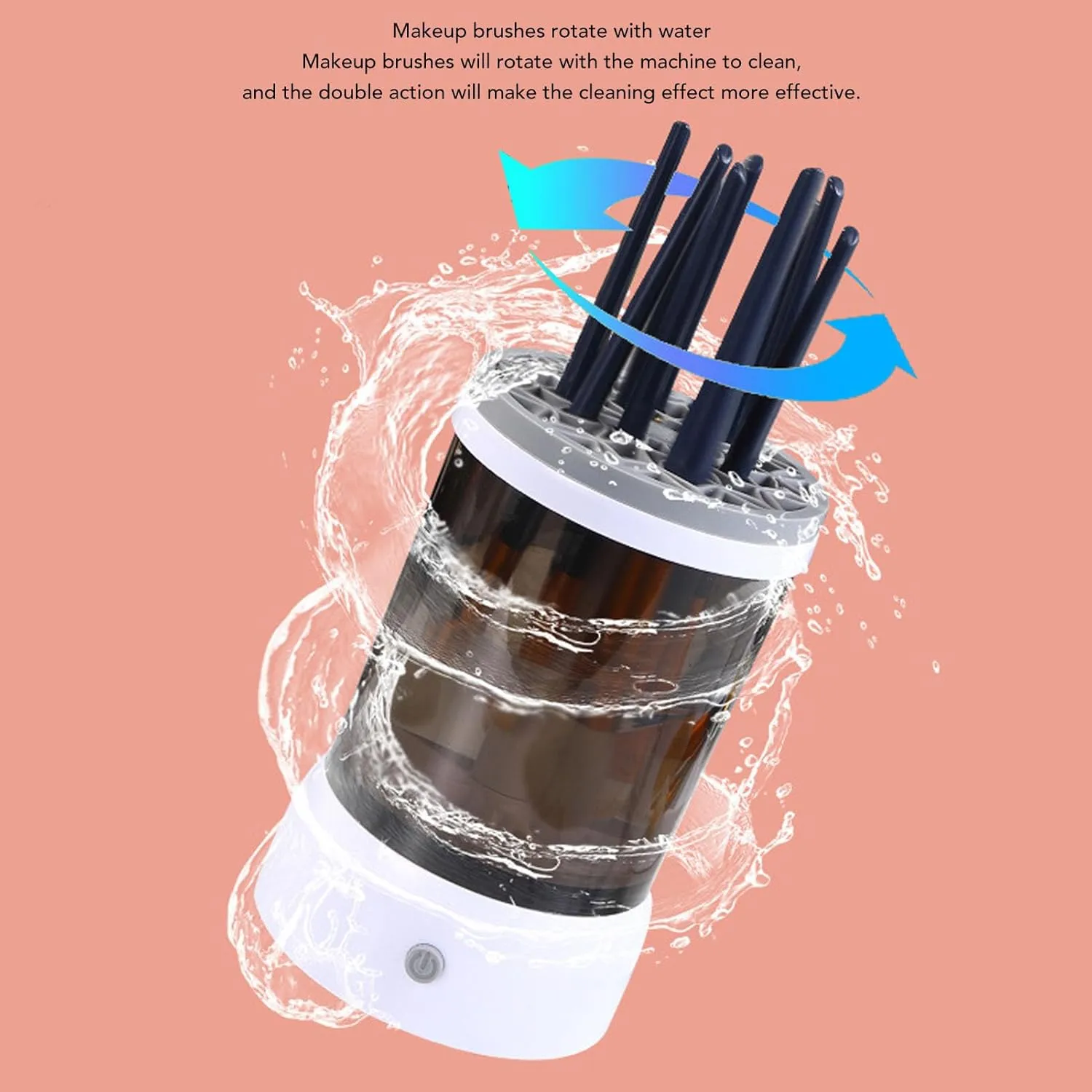 Makeup Brush Cleaner Machine, USB Visible Quick Dry Automatic Makeup Brush Cleaner Portable Make up Brush Cleaner Cleanser Machine Cosmetic for All Size Makeup Brushes(Gray)