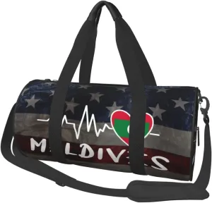 Maldives Heartbeat Duffel Bag Gym Bag Travel Sports Tote Large Foldable Beach Swim Yoga1