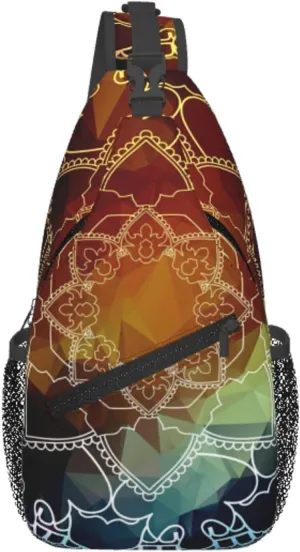 Mandala Sling Backpack Crossbody Sling Bag for Women Men Flower Shoulder Bag Travel Hiking Daypack