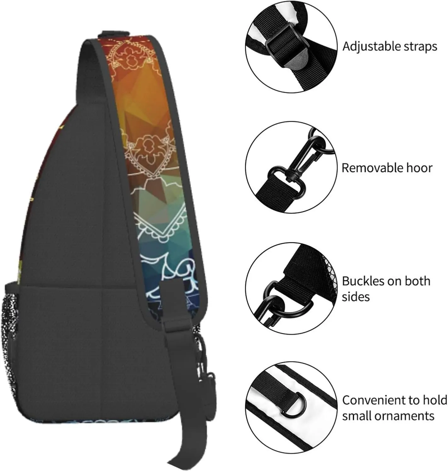Mandala Sling Backpack Crossbody Sling Bag for Women Men Flower Shoulder Bag Travel Hiking Daypack