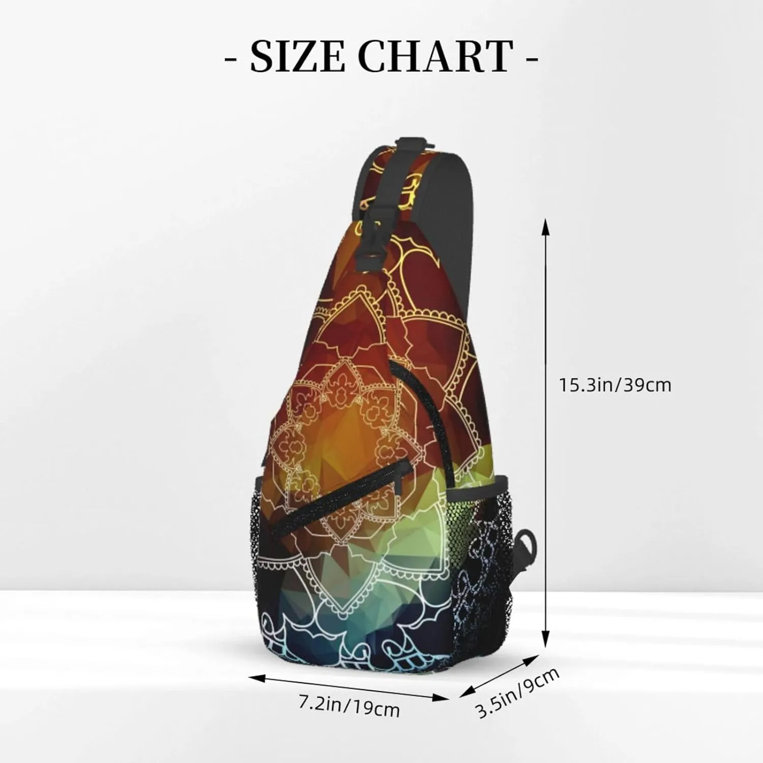Mandala Sling Backpack Crossbody Sling Bag for Women Men Flower Shoulder Bag Travel Hiking Daypack