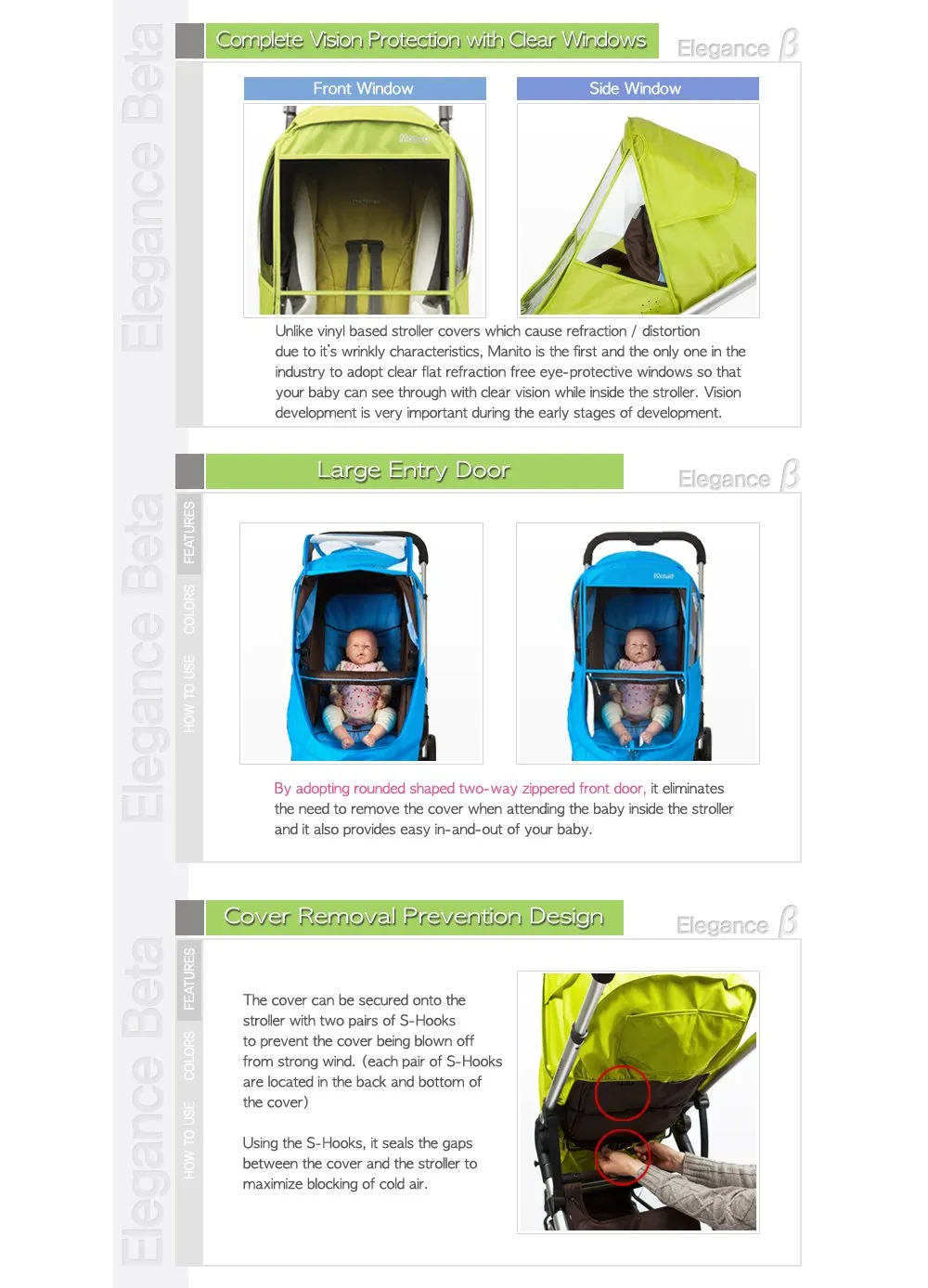 Manito Elegance Beta Stroller Weather Shield/Rain Cover - Blue