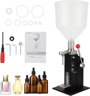 Manual Paste Liquid Filling Machine,5-50ml Filling Machine,Adjustable Bottle Filling Machine with Transparent, Lightweight Design for Liquid Paste Cosmetic Cream Drink A03 pro - Black