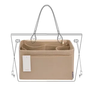 Material Purse Organizer Bag Insert with Bottle Holder - Ideal for Speedy, Neverfull, Tote, ONTHEGO, Artsy, and More Handbags. Keep Your Essentials Tidy and Accessible.
