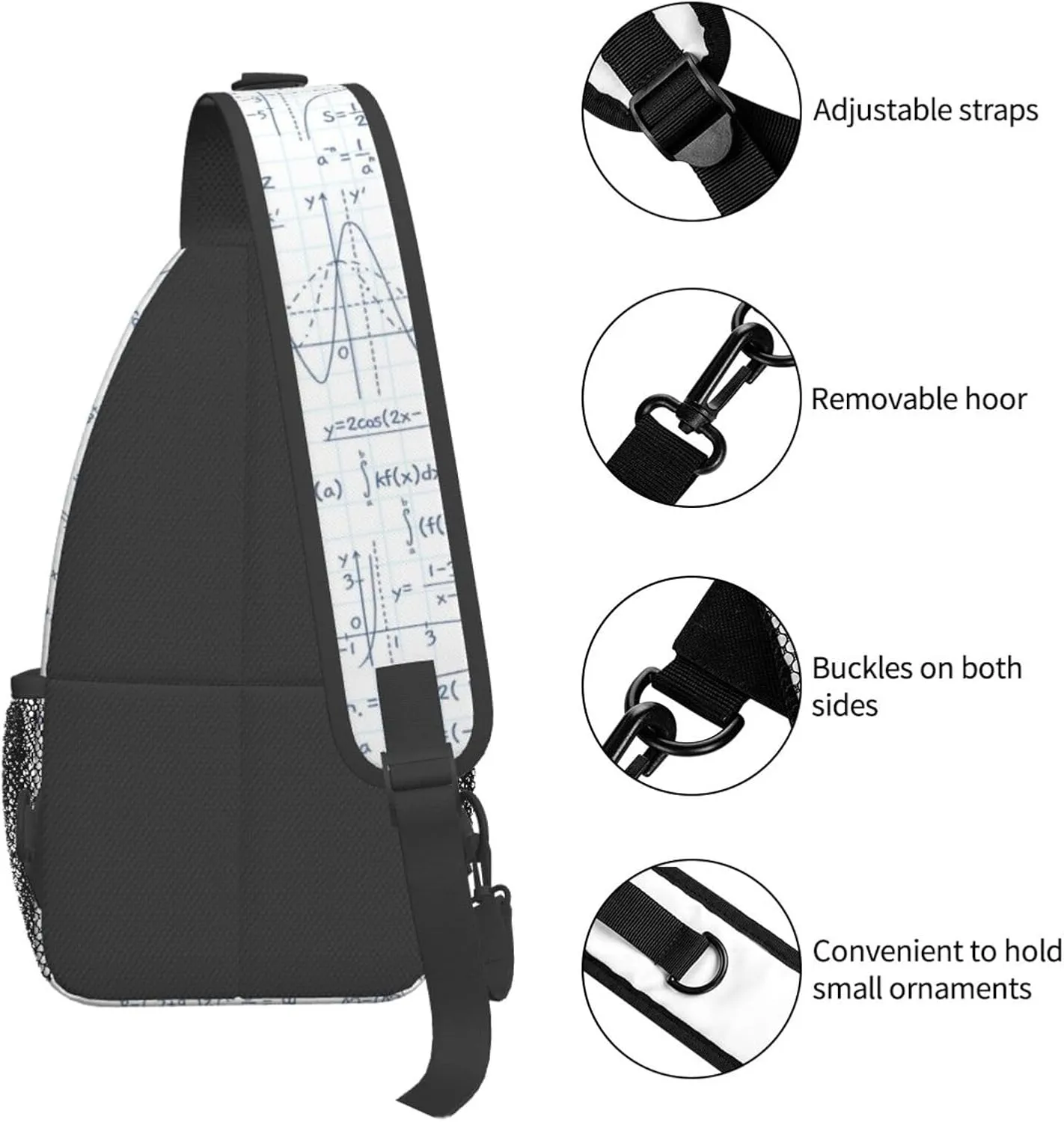 Math Crossbody Bag Funny Math Shoulder Bag Backpack Mathematics Sling Bag Mathematics Chest Casual Daypack Bag