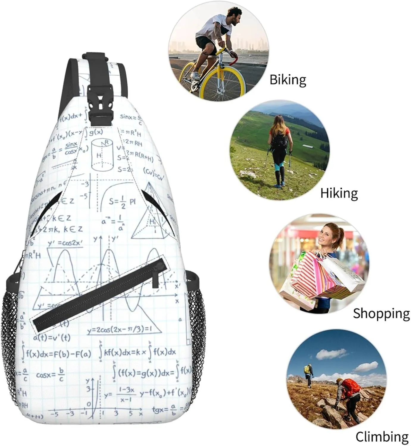 Math Crossbody Bag Funny Math Shoulder Bag Backpack Mathematics Sling Bag Mathematics Chest Casual Daypack Bag