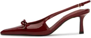 Mattiventon Slingback Heels for Women Kitten Heels Bow Pointed Toe Heel Ankle Strap Sexy Wedding Dress Party Pumps