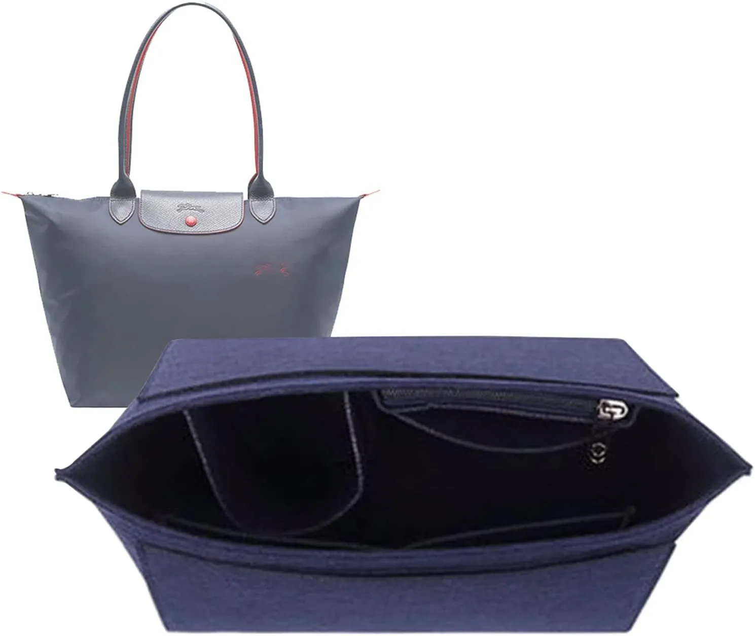 medium tote bag insert for Longchamp Le Pliage tote bag organizer 1028navy blue-M