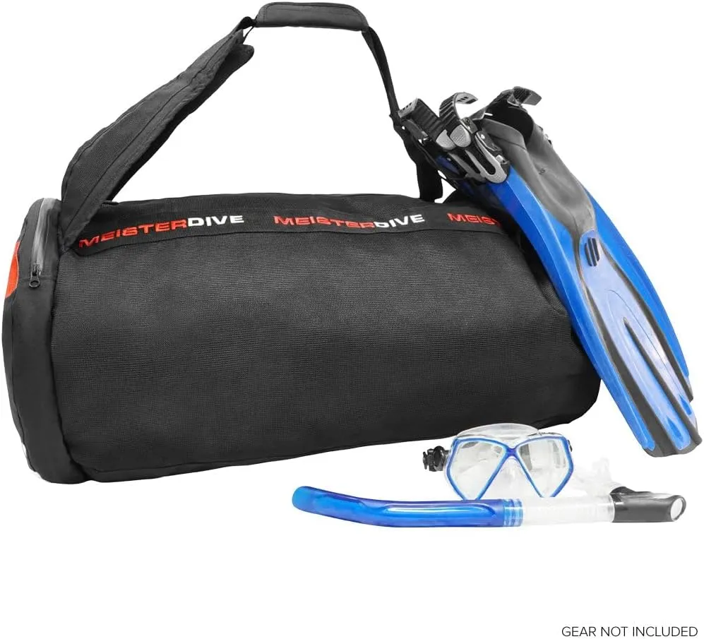 Meister Mesh Duffel Backpack Dive Bag w/Dry Pocket for Scuba & Snorkeling