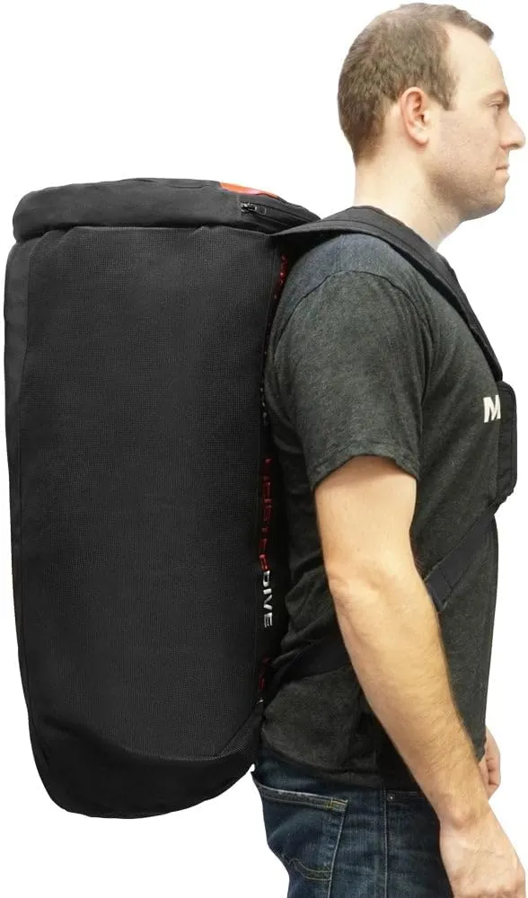 Meister Mesh Duffel Backpack Dive Bag w/Dry Pocket for Scuba & Snorkeling