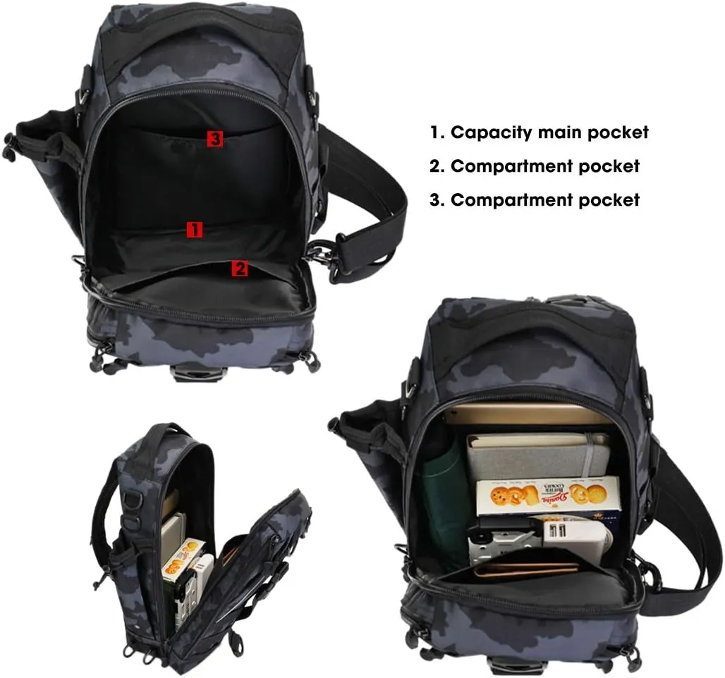 Men Canvas Camouflage Backpack Purse Travel Chest Bag Messenger Sling Crossbody Shoulder bag