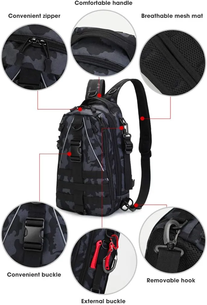 Men Canvas Camouflage Backpack Purse Travel Chest Bag Messenger Sling Crossbody Shoulder bag