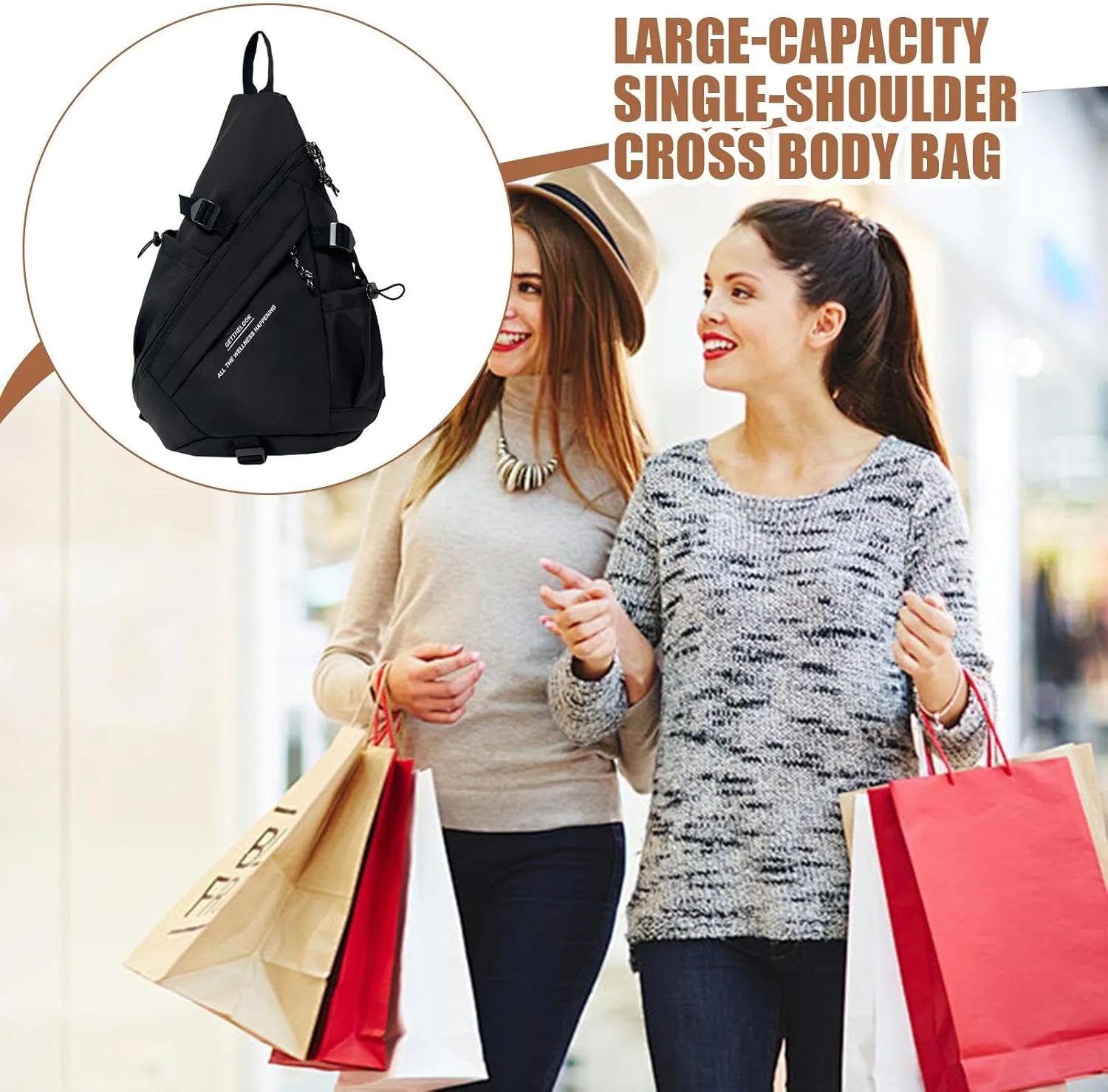 Men Sling Bag - Casual Chest Pack with Large Capacity | Stylish Sports Daypack for Students, Hiking, Camping, Fitness, Travel & Everyday Use – Lightweight Shoulder Bag with Comfortable Fit