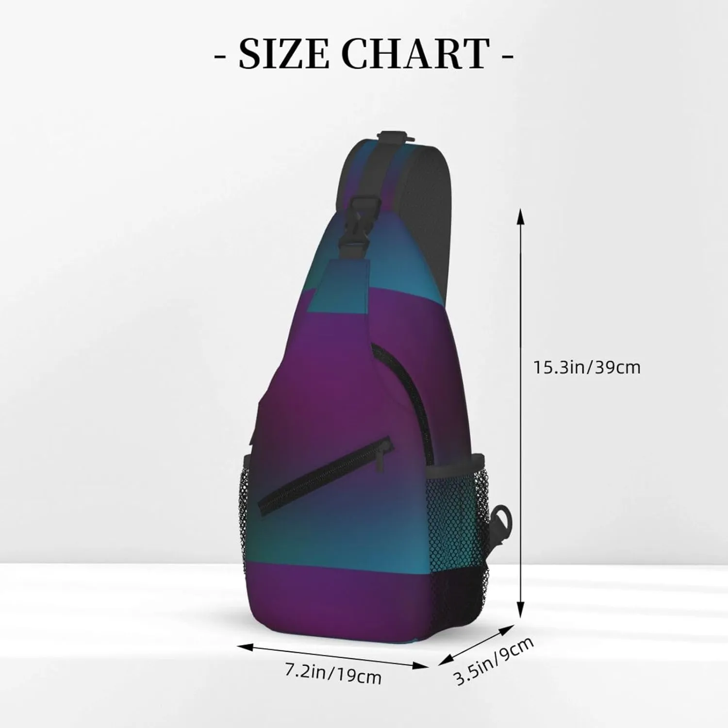 Mens Fashion Gym Bags Anti-Theft for Purple With Teal Blue Green Blur Border Crossbody Shoulder Backpack with Zipper, Multipurpose Sling ​Backpack for Cycling Traveling Hiking