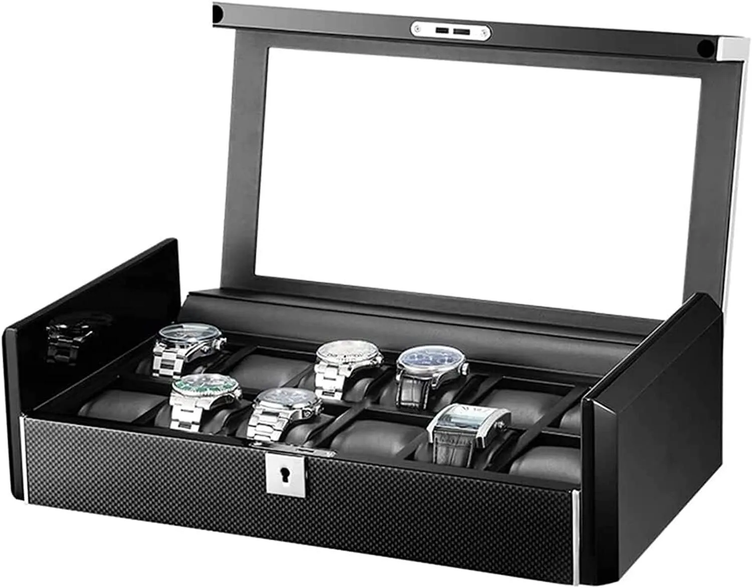 Mens Jewellery Box 12 Grids Leather Wooden Travel Watch Display Case Holder Organizer Box Mechanical Watch Display Cassette Lock Wristwatch Box (Color : 12 Epitopes) Watch Gift Box