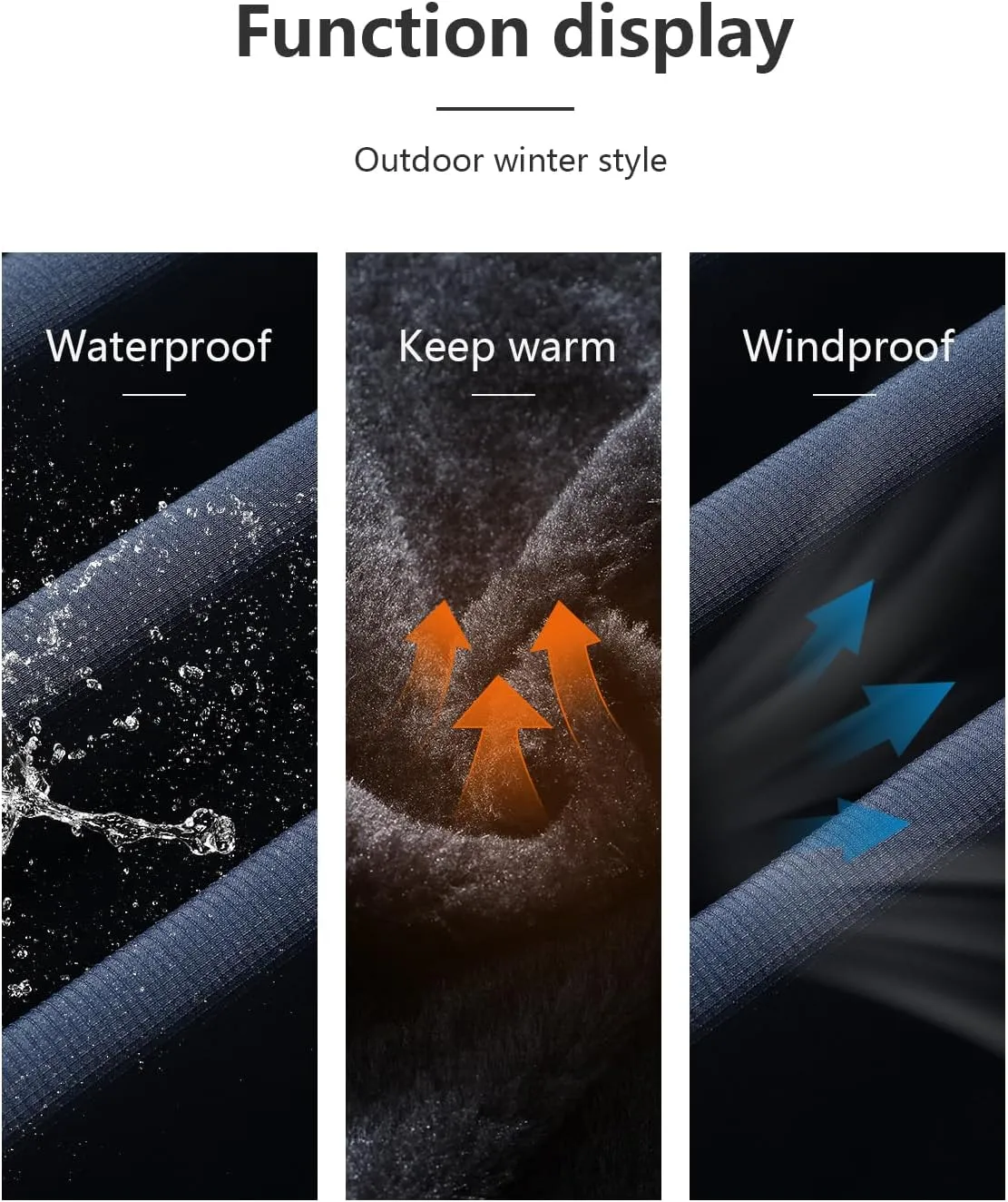 Men's Mountain Winter Coat Warm Fleece Ski Snow Jacket Waterproof Raincoat with Hood