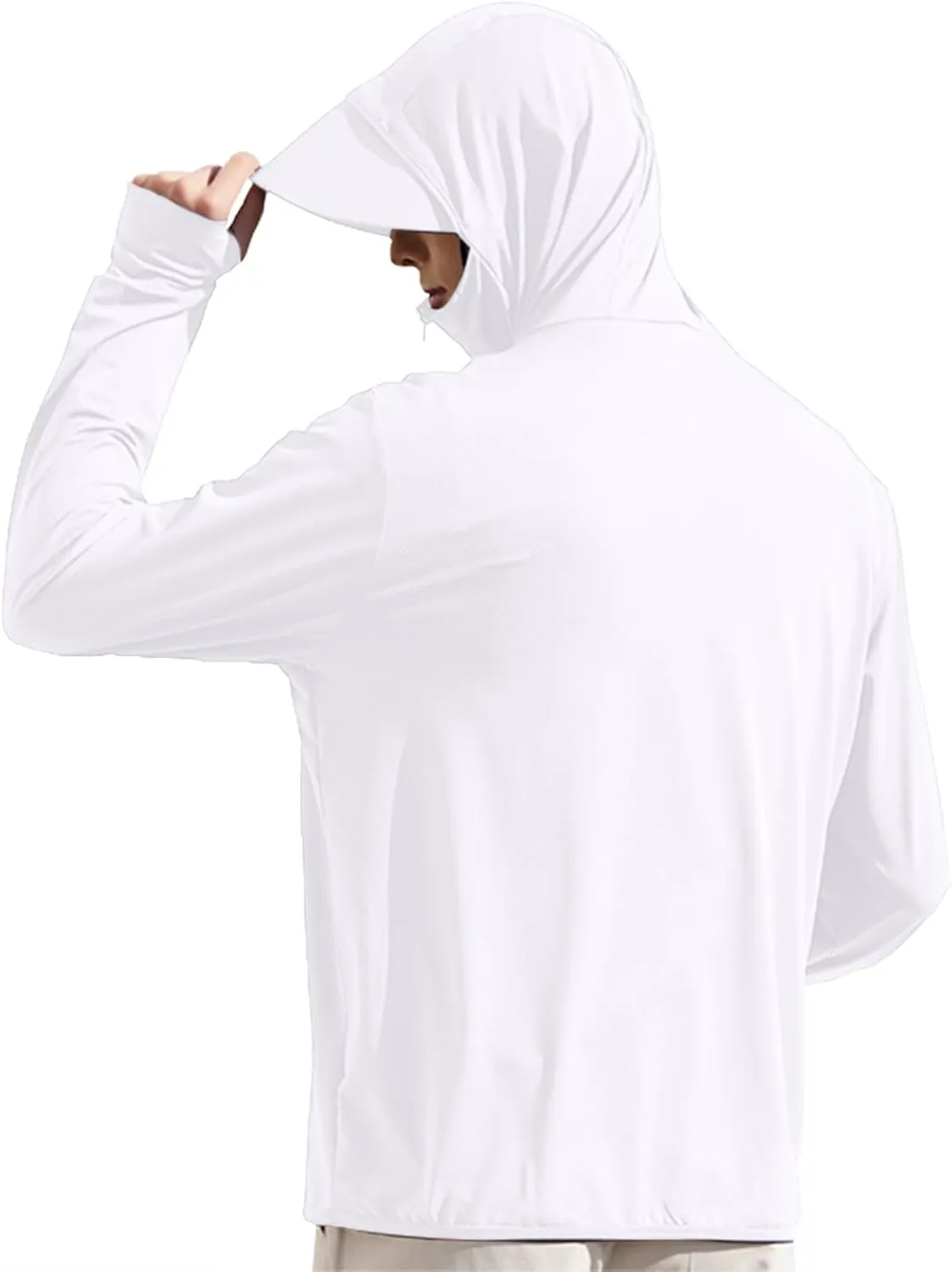 Men's UPF50  Sun Protection Hoodie Long Sleeve Thumbhole Elastic Quick Dry Sun Shirts Full Zipper Fishing Jacket
