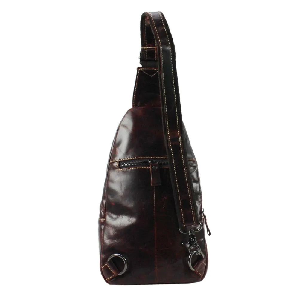 Men's Vintage Look Genuine Leather Crocodile Skin Patterned Travel Shoulder Cross Body Messenger Bag