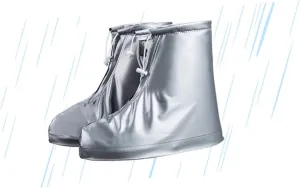 Men's Women's Waterproof Rain Booties Overshoes Skid-Proof Rainproof Shoe Covers for Outdoor Travel Reusable Waterproof Shoes (Grey XXL)