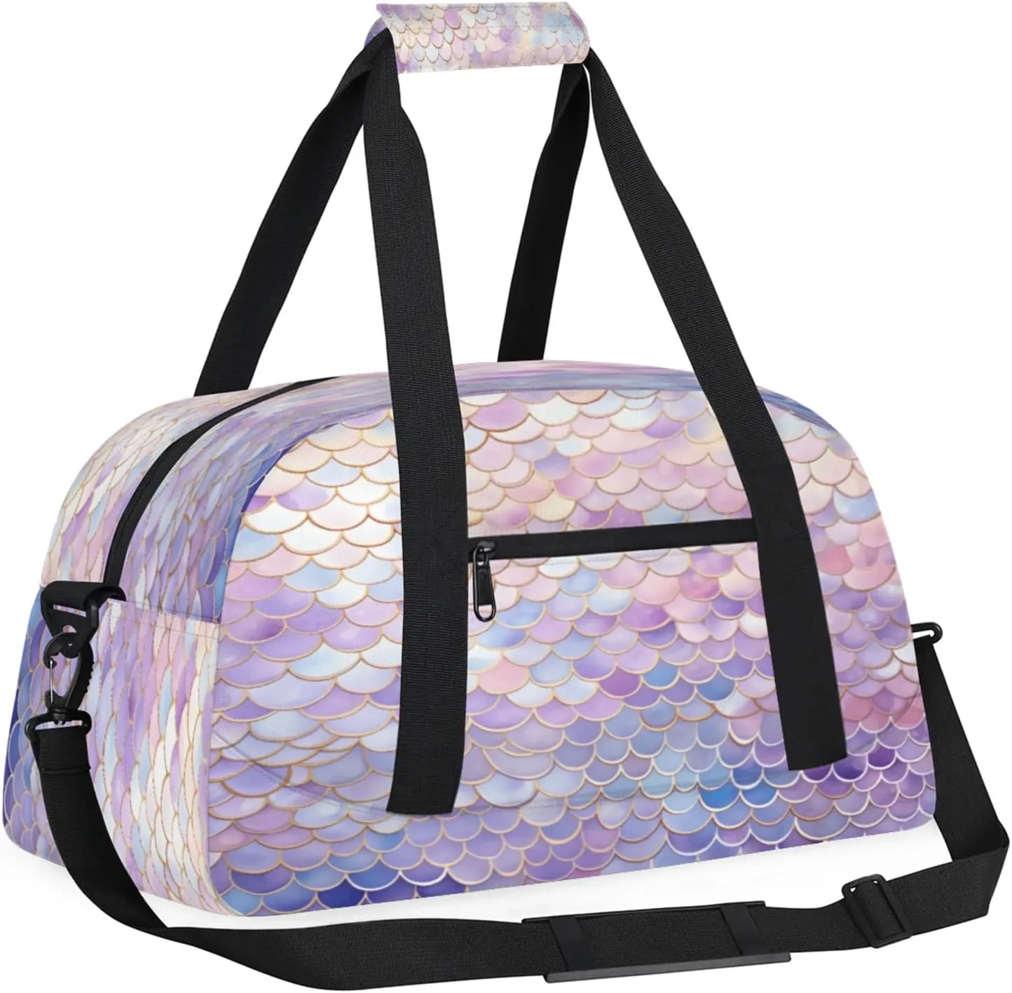 Mermaid Scales Small Gym Bag 18 inch Carry On Duffel Bag for Weekender Travel Sports Workout Yoga Gymnastics Dance Ballet