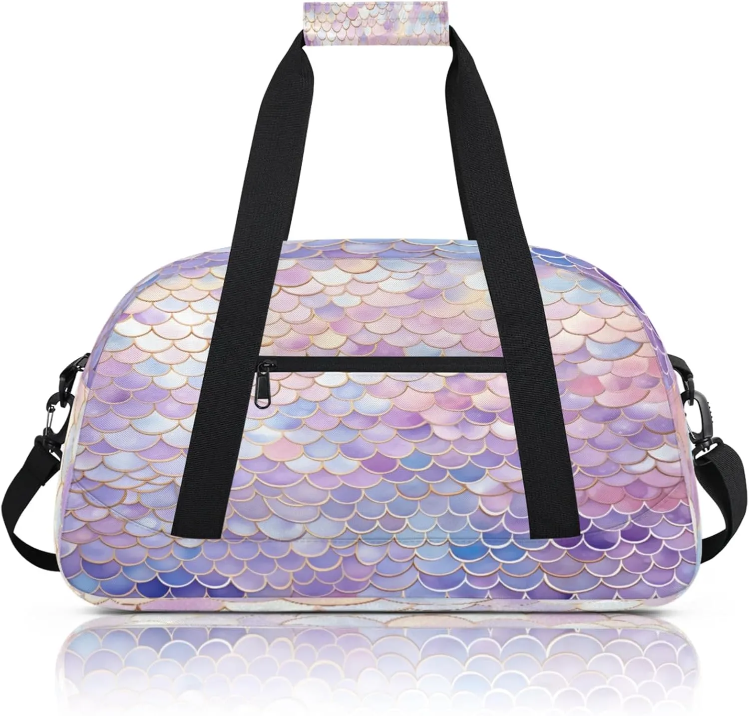 Mermaid Scales Small Gym Bag 18 inch Carry On Duffel Bag for Weekender Travel Sports Workout Yoga Gymnastics Dance Ballet