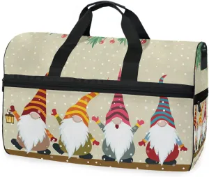 Merry Christmas Gnomes Duffel Bag for Travel, Large Sport Gym Bag with Shoe Compartment