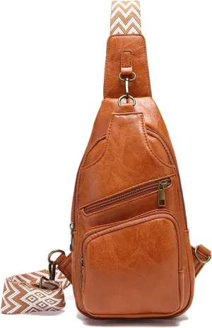 Messenger Briefcase Women Versatile Solid Color PU Ethnic Woven Strap Crossbody Bag Chest Bag