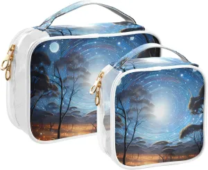 Meteor Firefly Travel Toiletry Bag for Women 2 Pack Clear Makeup Bag with Handles Waterproof Cosmetic Bag
