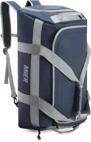 MIER Gym Bag for Men Large Duffel Backpack with Shoe Compartment, 60L Convertible Duffle Bags Weekender Overnight Bag for Gym Sports Travel, Blue