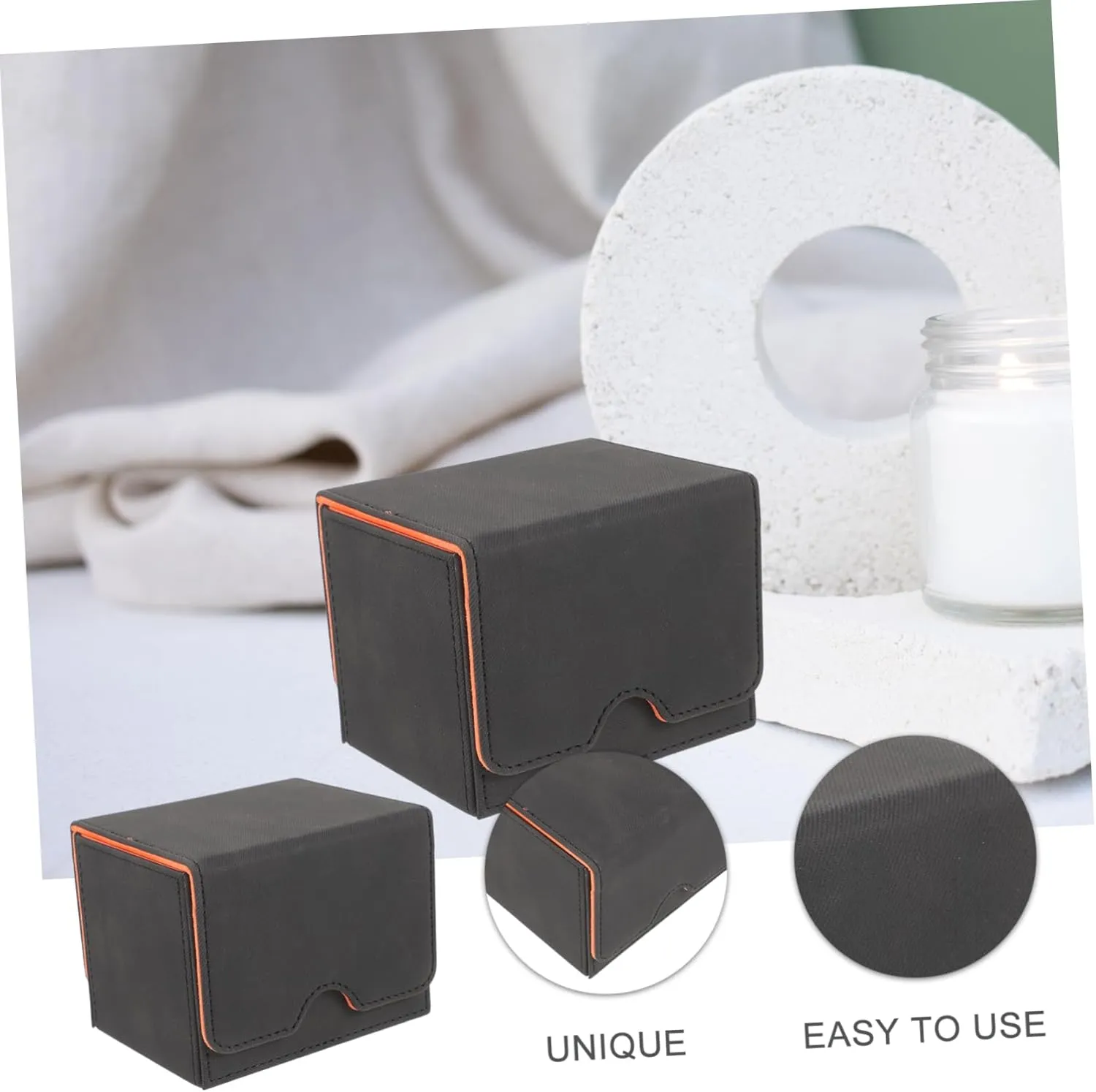 Mikikit 4pcs Pu Card Decks Box Card Holder Organizer for Lightweight Compact Storage Case Capacity from Scratches for Poker