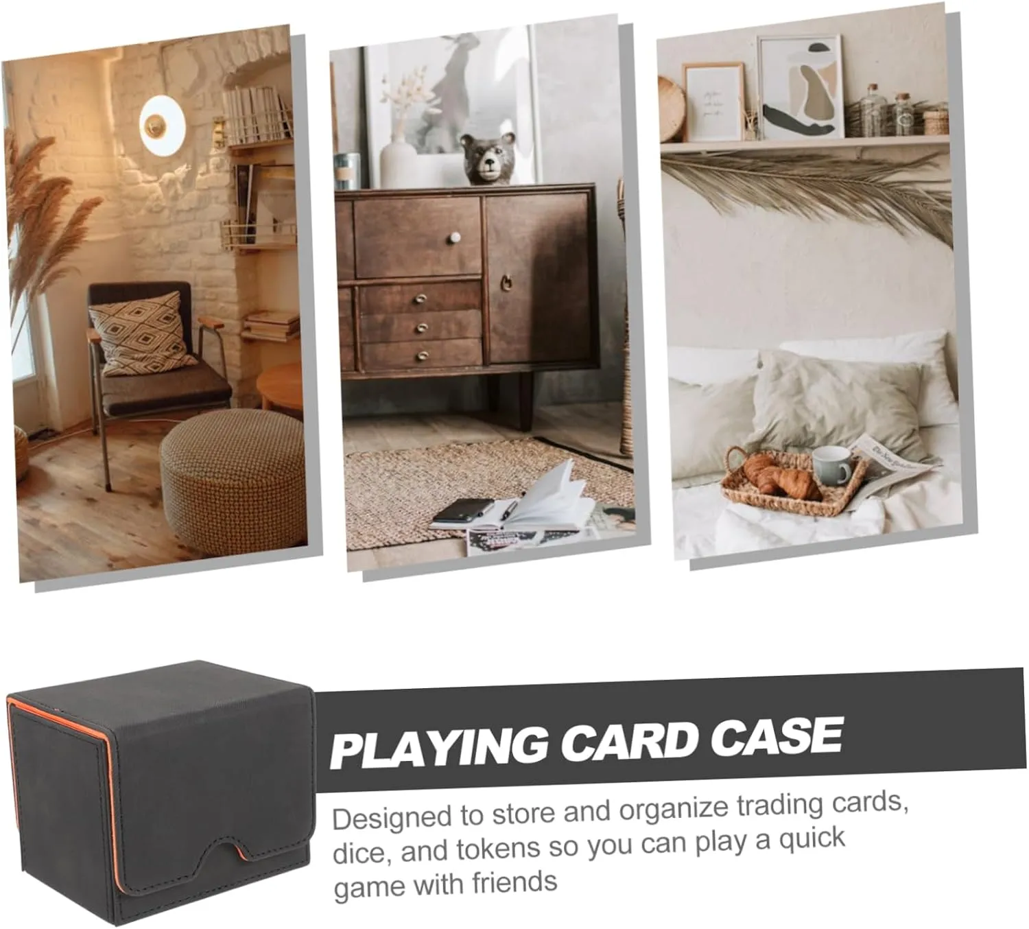 Mikikit 4pcs Pu Card Decks Box Card Holder Organizer for Lightweight Compact Storage Case Capacity from Scratches for Poker