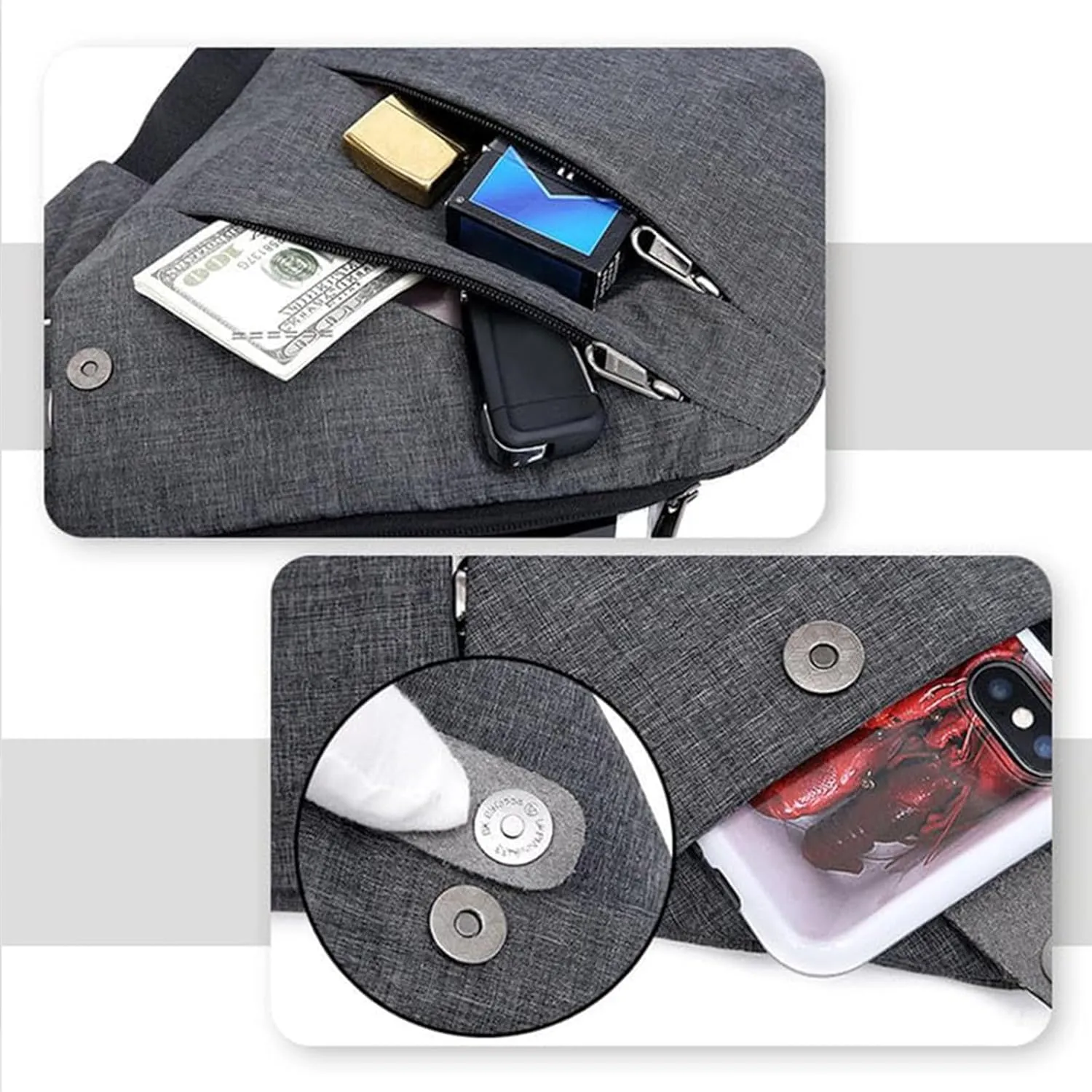 Mineneat Anti Theft Travel Bag - Mineneat Anti-Theft Safe Bag Slim Sling Bag, Crossbody Purse Bags for Women Men