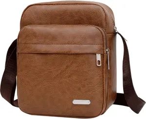 Mini Crossbody Bag Shoulder Bag for Men,Small Leather Messenger Satchel Bag Travel Bag for Women Multi Pocket Purse