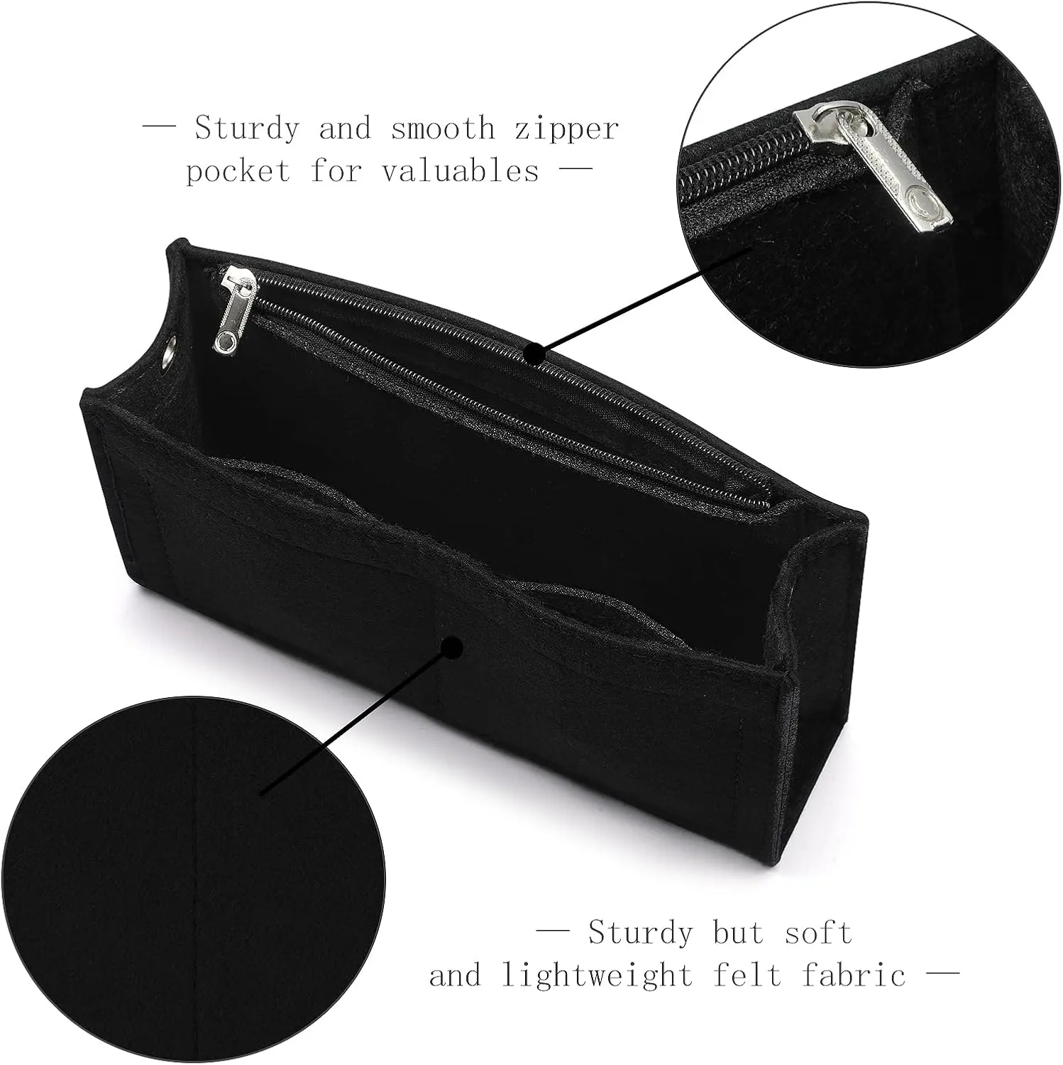 Mini Felt Purse Organizer Insert Small Tote Bag organizer with Zipper