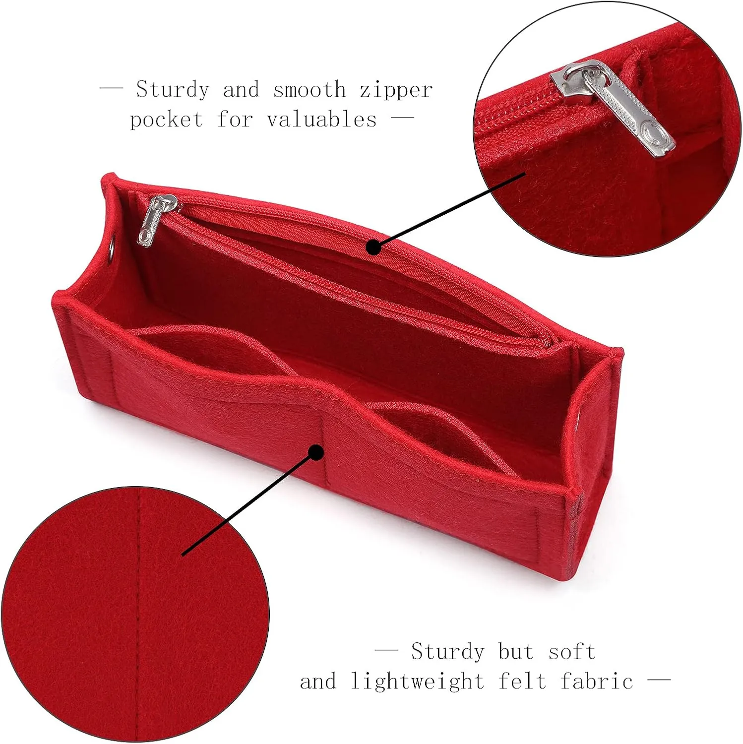 Mini Felt Purse Organizer Insert Small Tote Bag organizer with Zipper