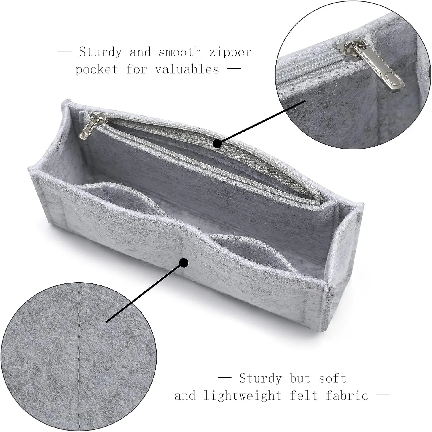 Mini Felt Purse Organizer Insert Small Tote Bag organizer with Zipper
