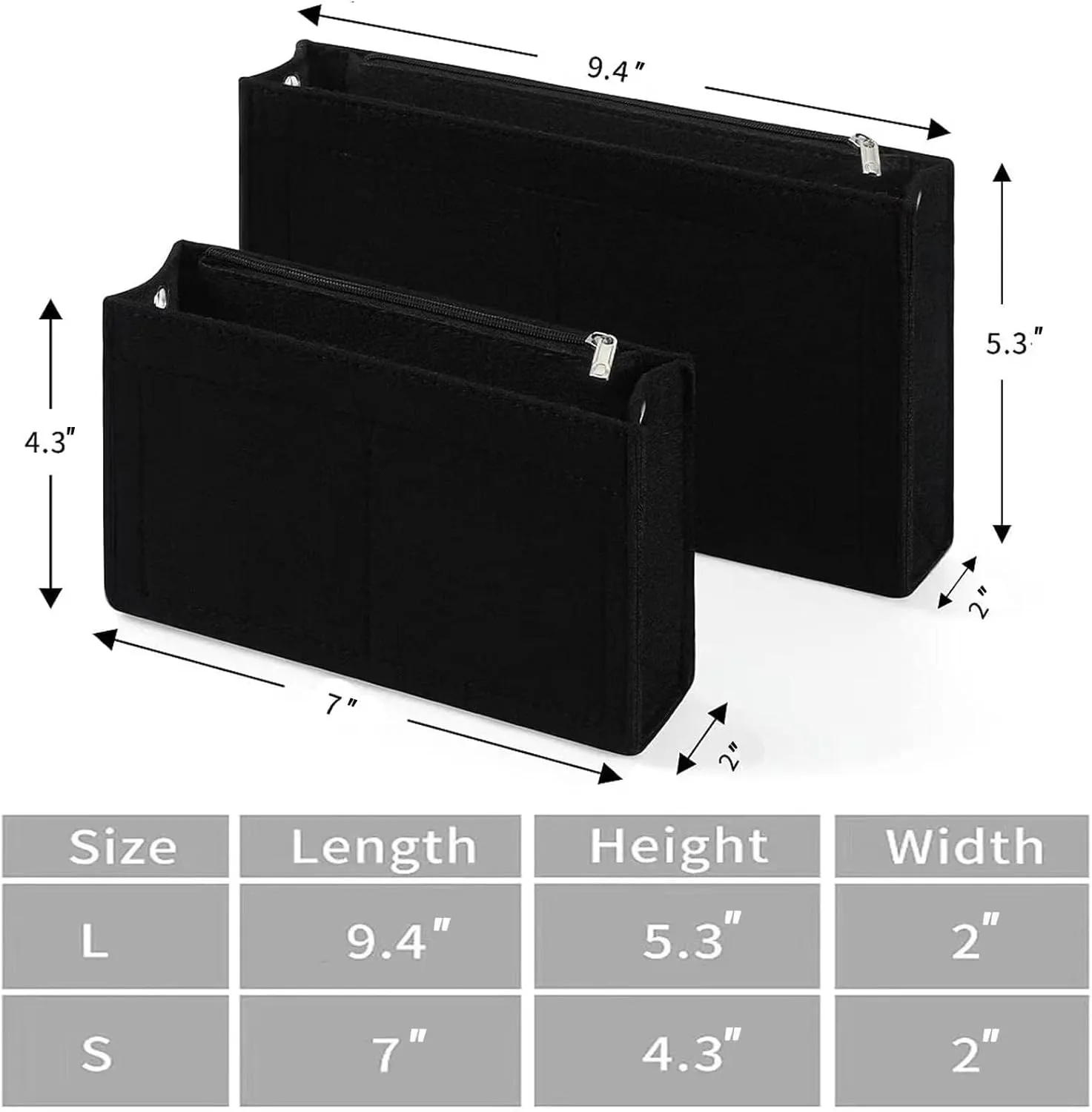 Mini Felt Purse Organizer Insert Small Tote Bag organizer with Zipper