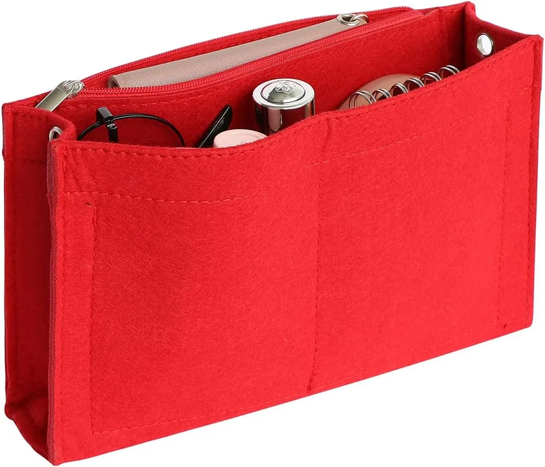 Mini Felt Purse Organizer Insert Small Tote Bag organizer with Zipper
