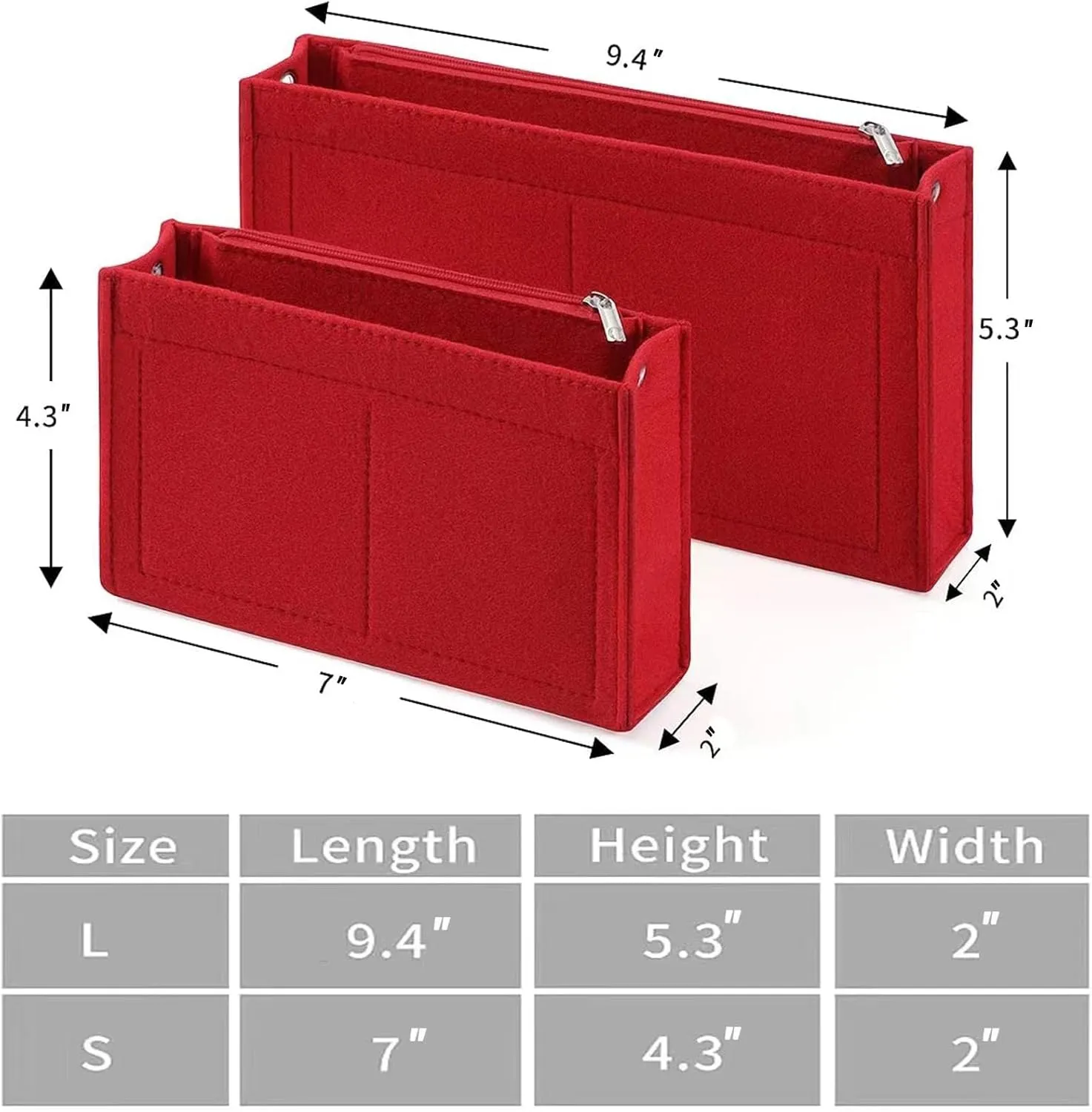 Mini Felt Purse Organizer Insert Small Tote Bag organizer with Zipper