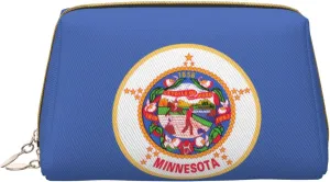 Minnesota State Flagmakeup Bag Organizer,Toiletry Cosmetic Bag,Zipper Pouch Brushes Storage Case(Large)