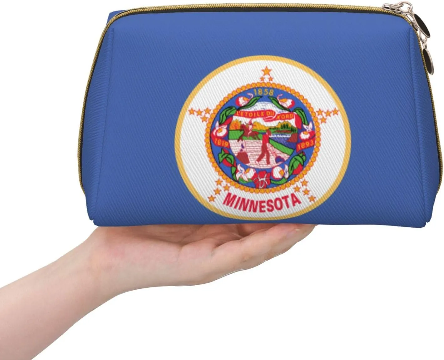 Minnesota State Flagmakeup Bag Organizer,Toiletry Cosmetic Bag,Zipper Pouch Brushes Storage Case(Large)