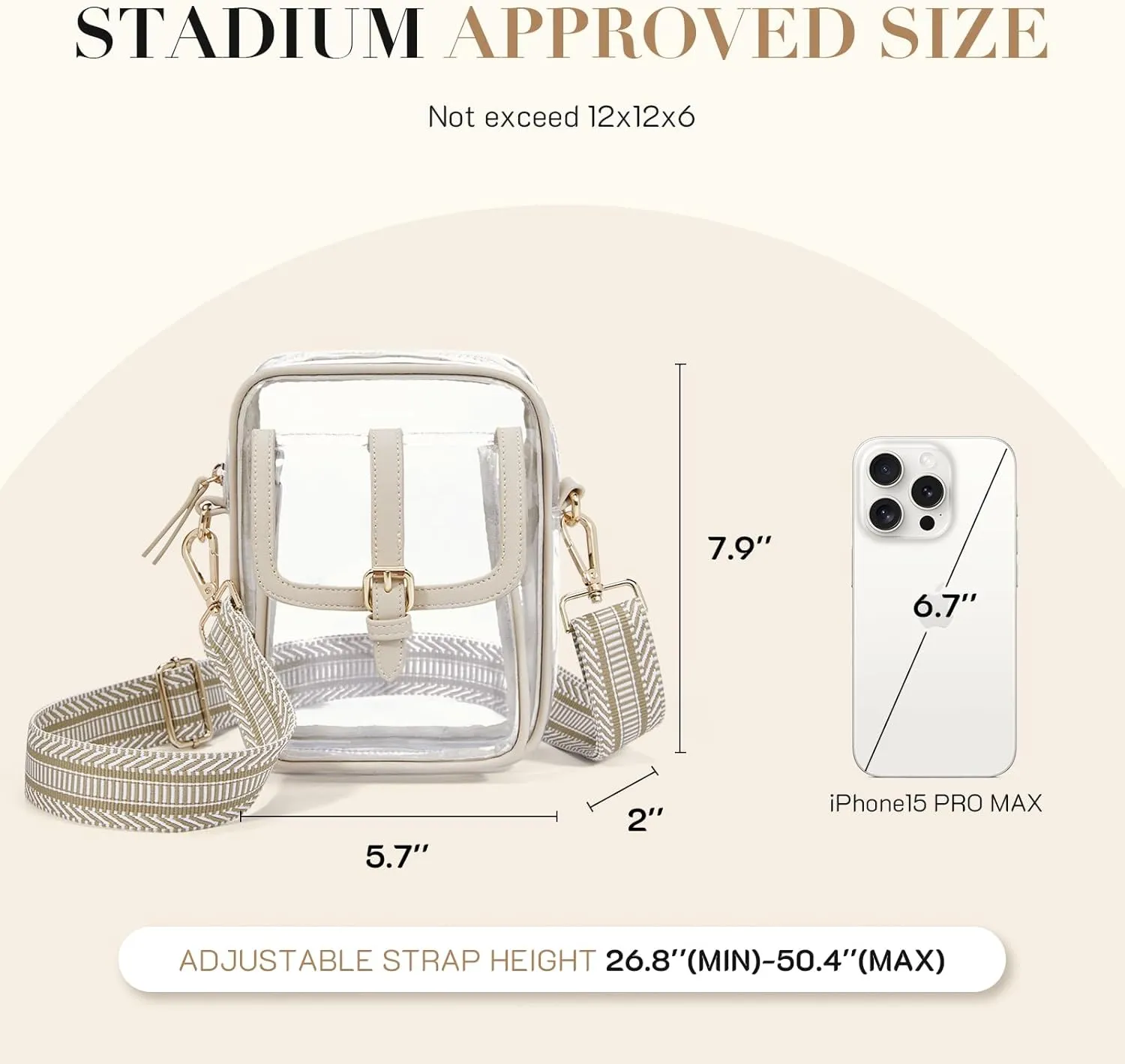 Missnine Clear Bag Stadium Approved PVC Crossbody Purse for Women Transparent Shoulder Concert Bag with Guitar Strap