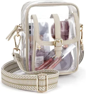 Missnine Clear Bag Stadium Approved PVC Crossbody Purse for Women Transparent Shoulder Concert Bag with Guitar Strap